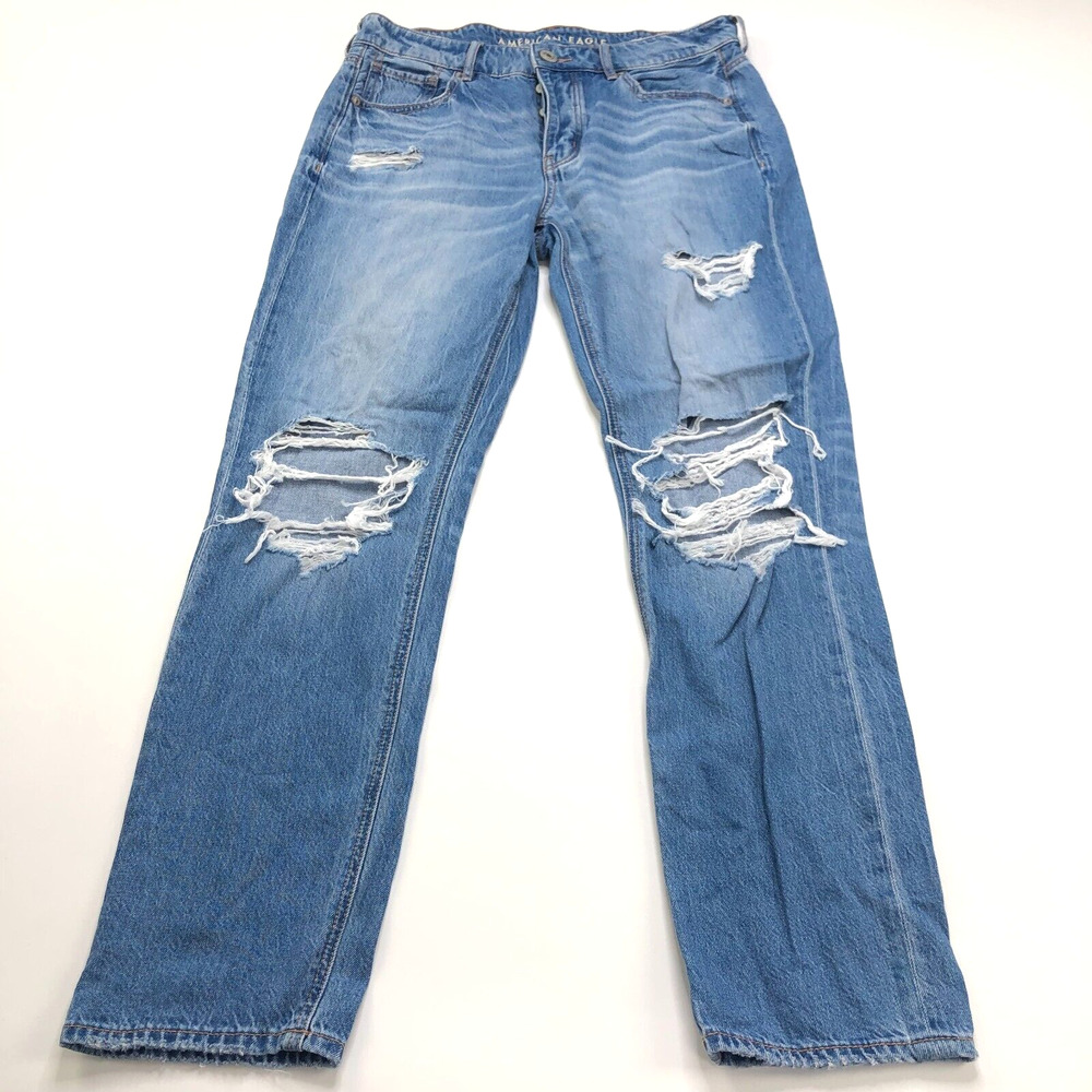American Eagle Tomgirl 4 (Fits 30W 28L) Mid Rise Button Fly Distressed Jeans